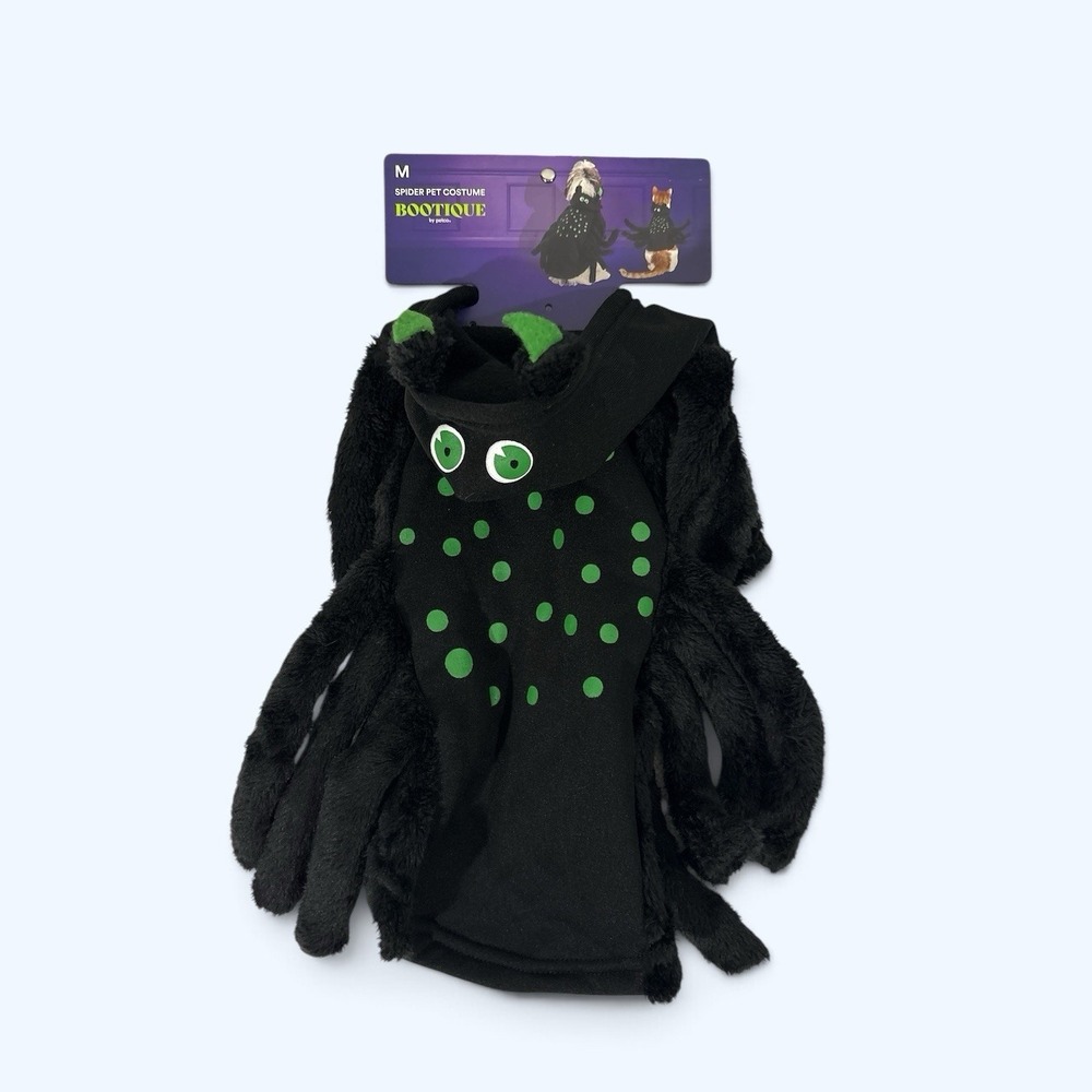 Bootique Petco Dog Halloween Black/Green Spider Costume Size MEDIUM